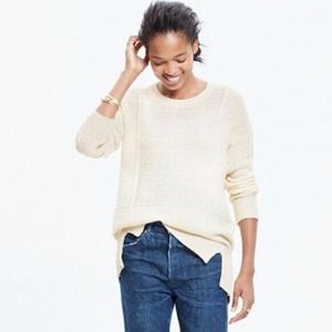 MADEWELL Texture-Play Fishermans Knit Sweater Pullover Wool Yak Blend Women Sz S